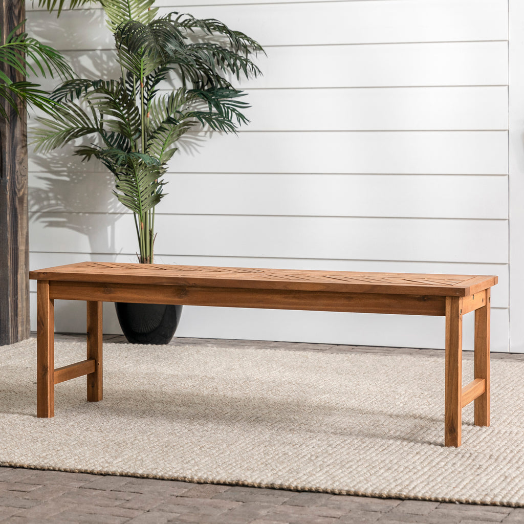Brown Acacia Wood Bench O716