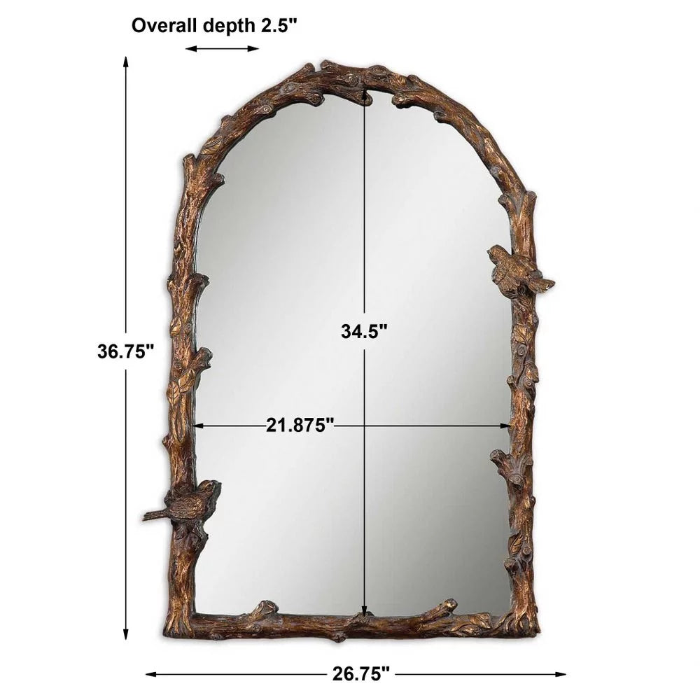 Arched Top Mirror with Metal Frame 22 inches W X 33.75 inches H O7246