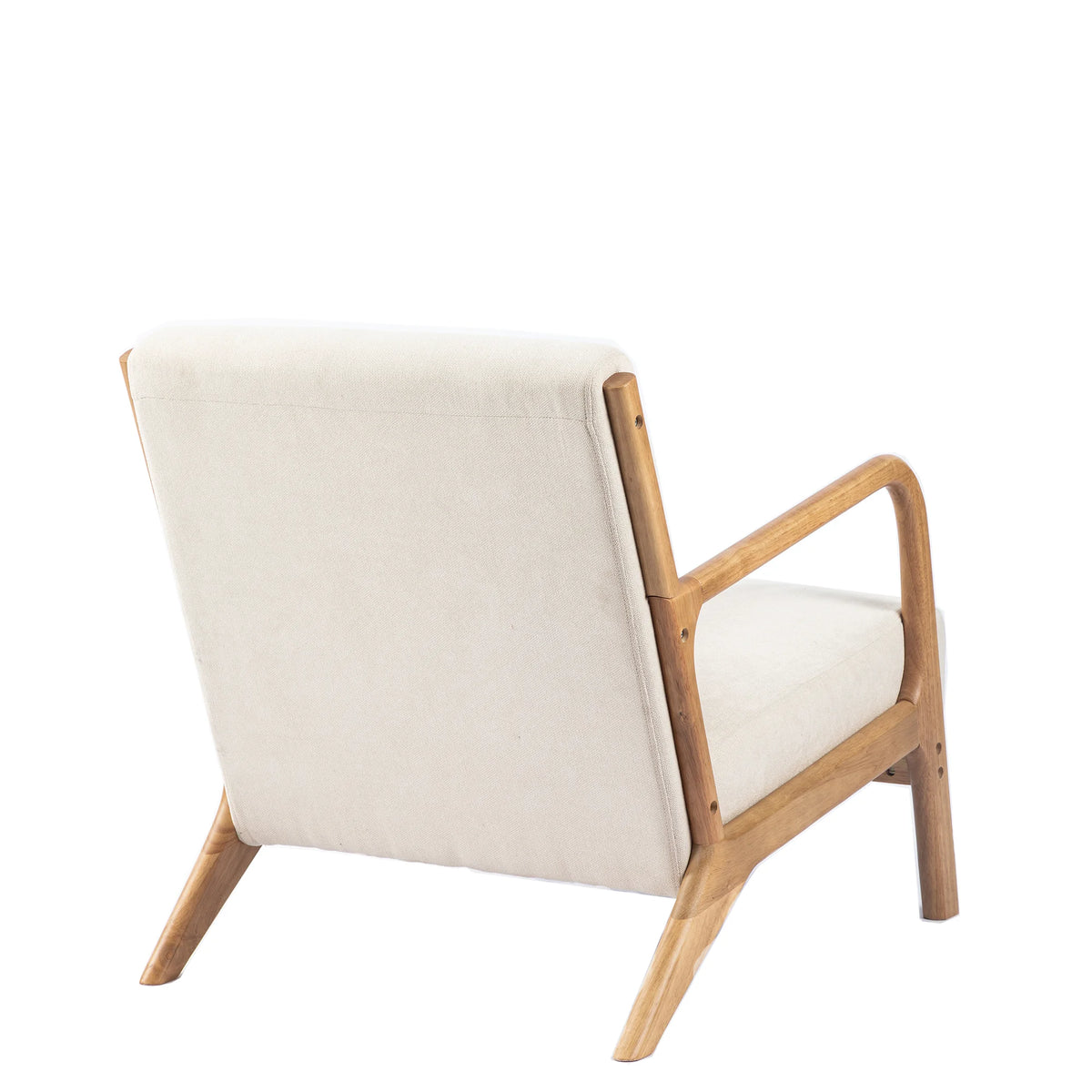 Beige Linen Upholstered Accent Armchair with Solid Wood Frame and Pillow H518