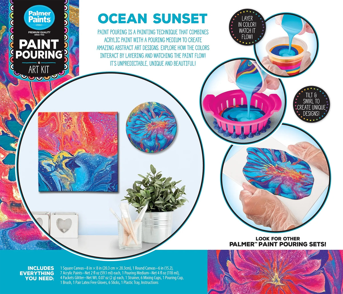 Ocean Sunset Acrylic Paint Pouring Art Activity Kit M396