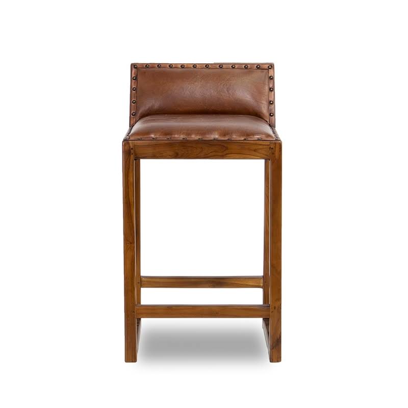 Cognac Tan Leather Counter Stool V983