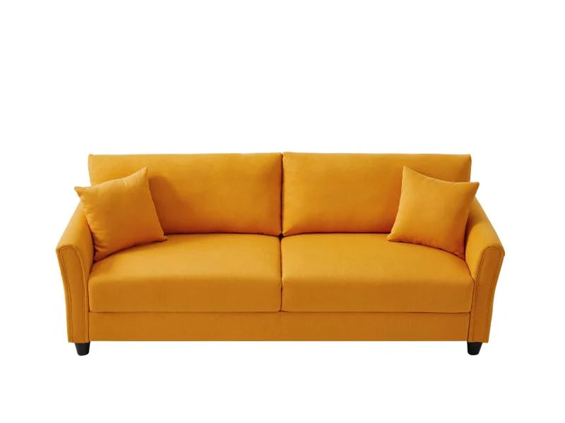 Blue Linen Loveseat Sofa with 2 Pillows A830406