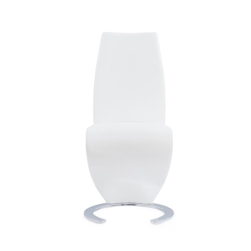 White Pu Dining Chair with Horseshoe Base O11216