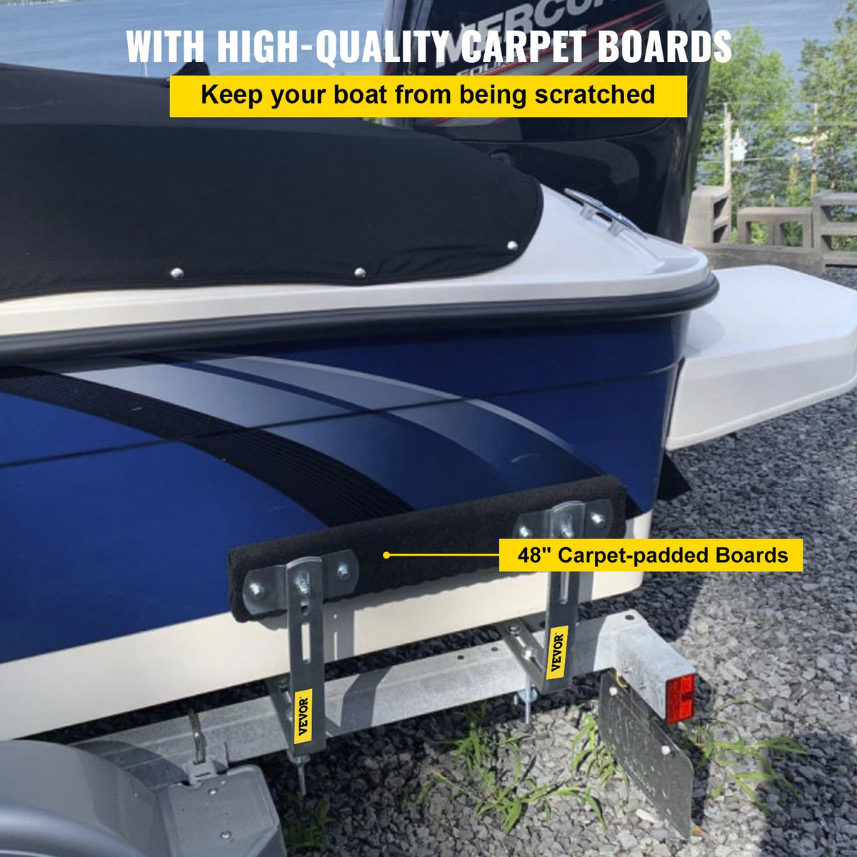 48" Boat Trailer Guide-Ons, 2-Pack, Rustproof Steel with Carpet-Padded Boards G813746