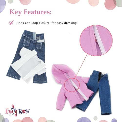 14.5-Inch 6-PC Fashion Doll Clothes & Accessory Set with Faux Fur Coat, Hoodie, Backpack and 2 Pairs of Jeans G658793