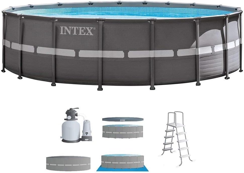 18ft x 52in Ultra Frame Pool Set with Sand Filter Pump, Ladder, Ground Cloth & Pool Cover C936