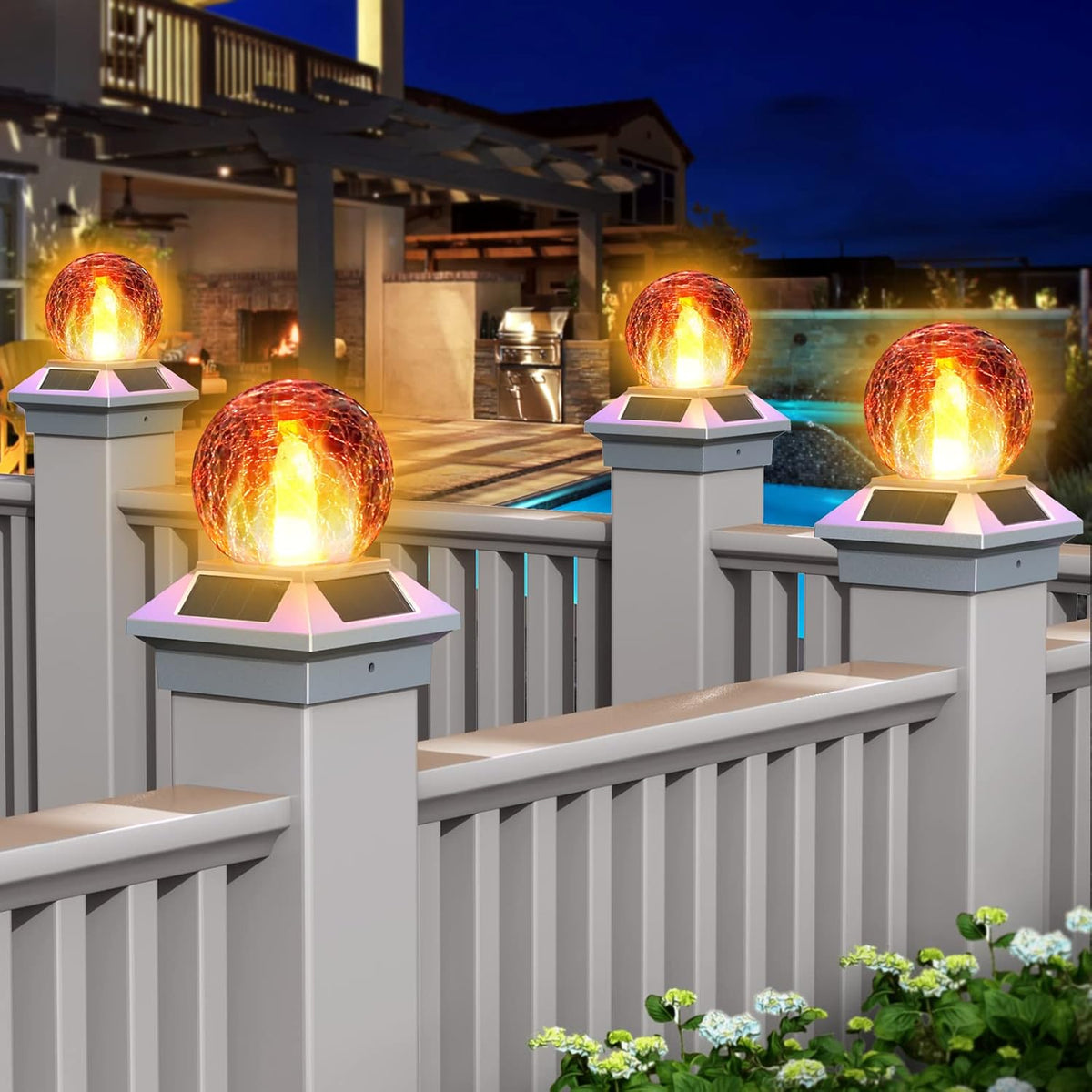 Solar Waterproof Post Cap Light for 4x4 Wood, 4 Pack R82203