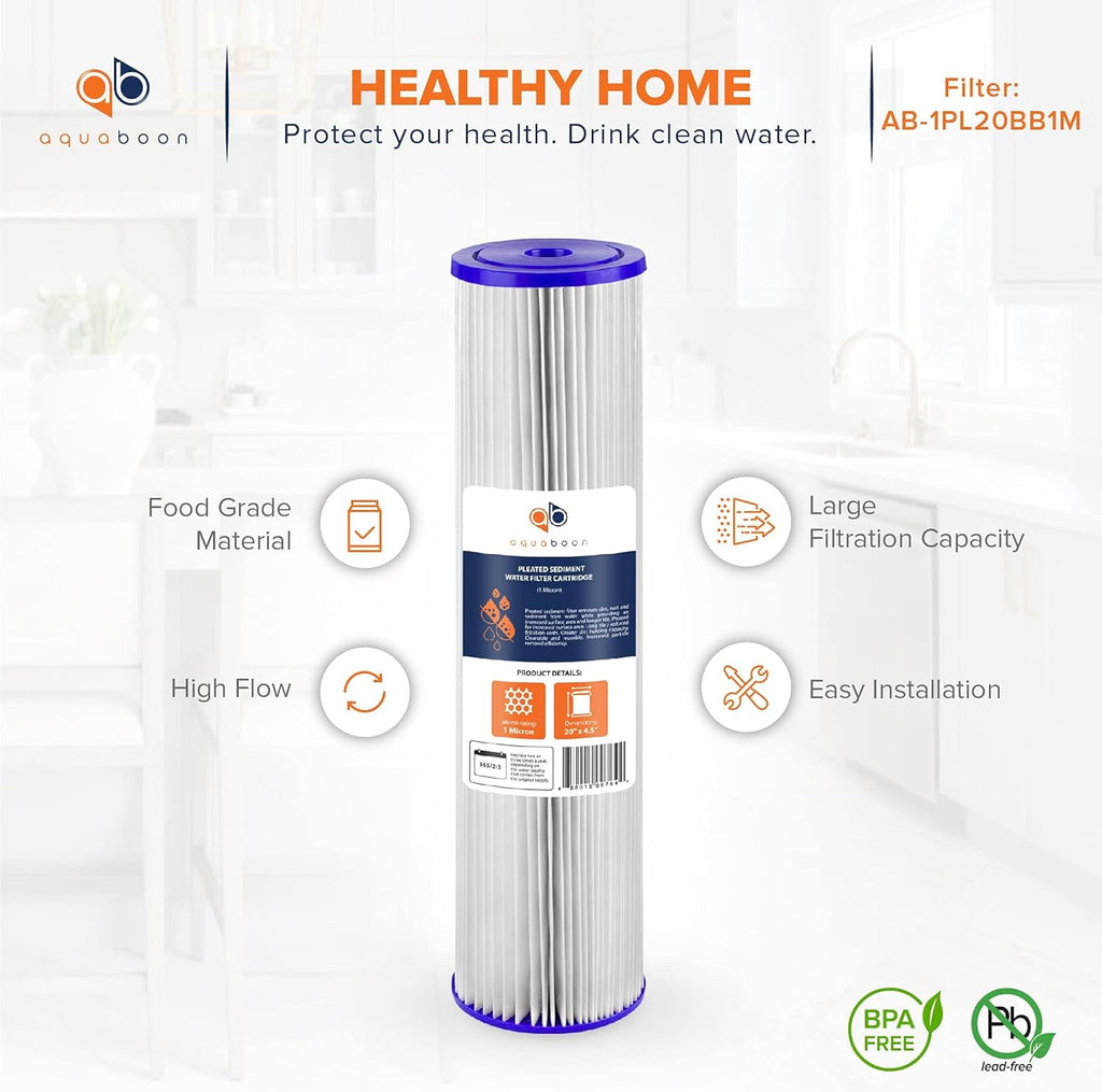 1 Micron 20 Pleated Sediment Water Filter Cartridge 2-Pack M23371