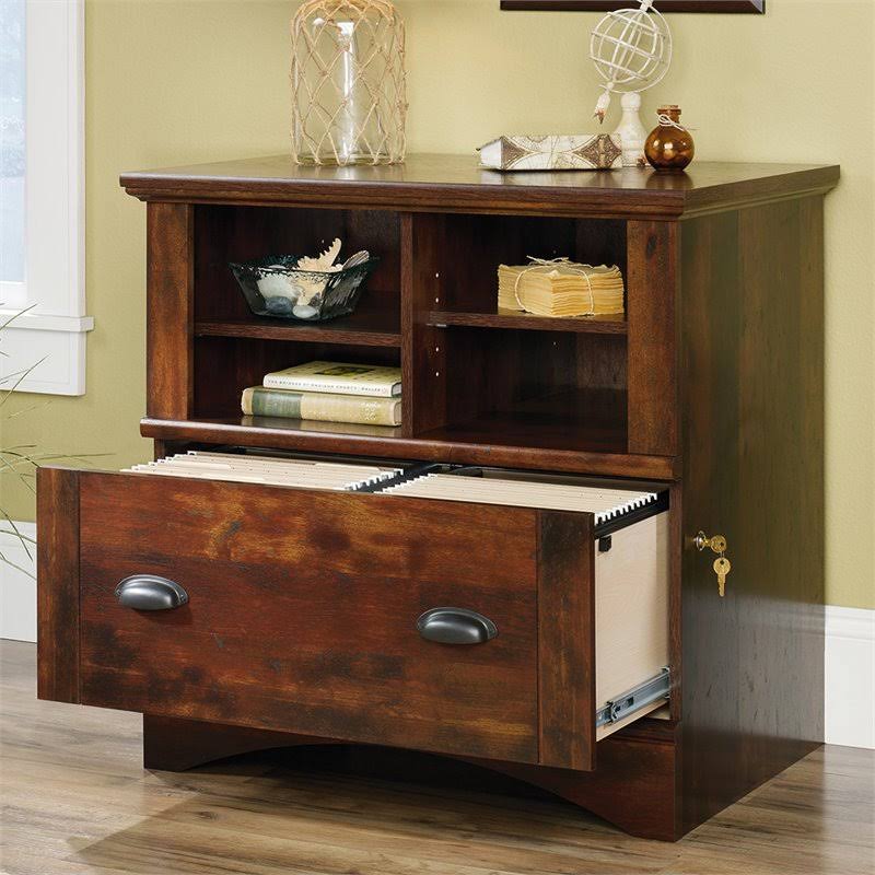 2 Piece Computer Desk with Hutch and File Cabinet Set in Cherry H183