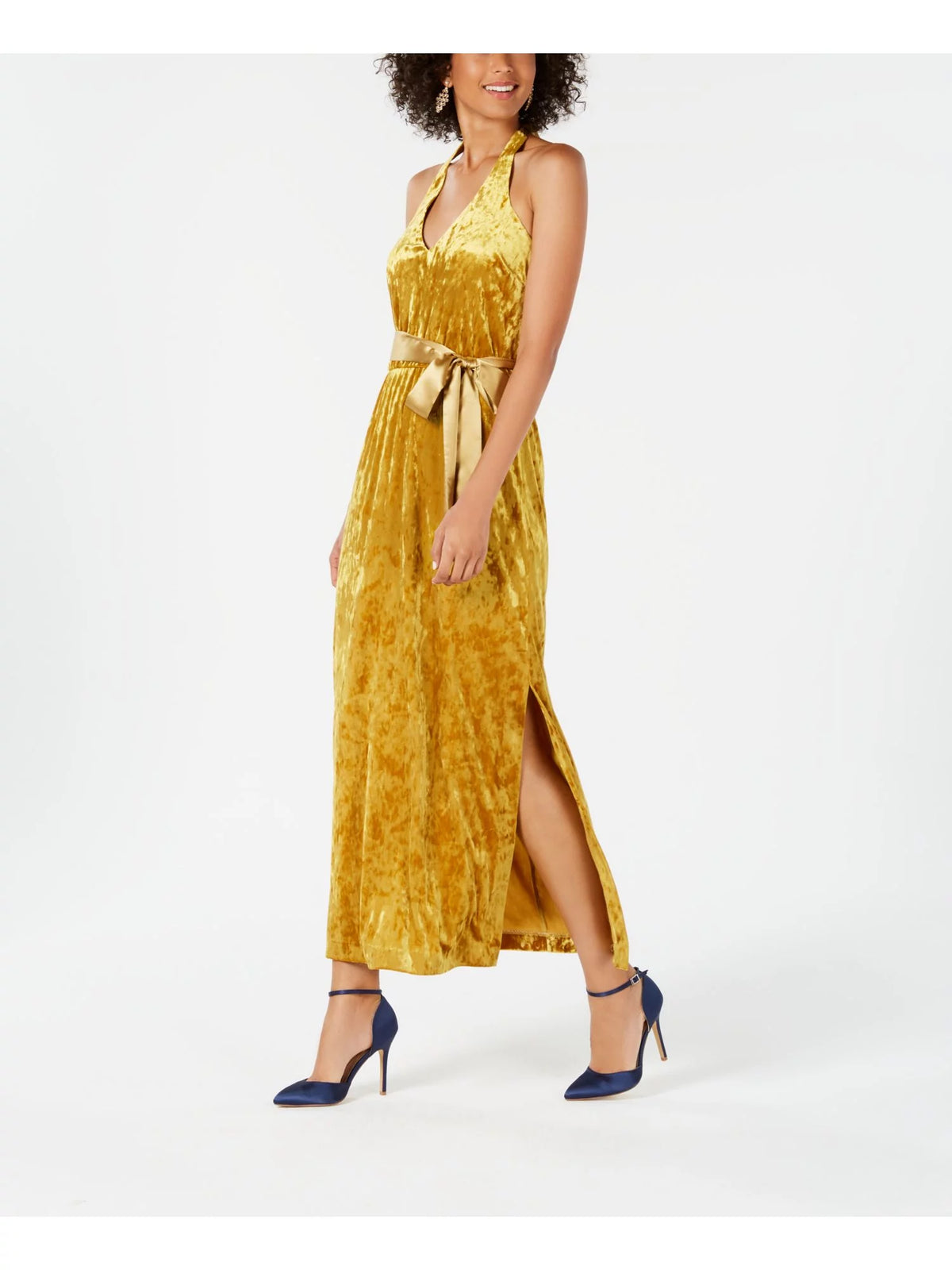 Sleeveless Halter Maxi Evening Dress X329