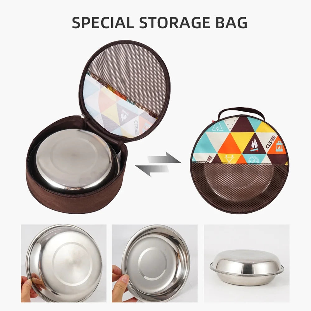 22PCS Portable Stainless Steel Camping Tableware Set with Storage Bag K671
