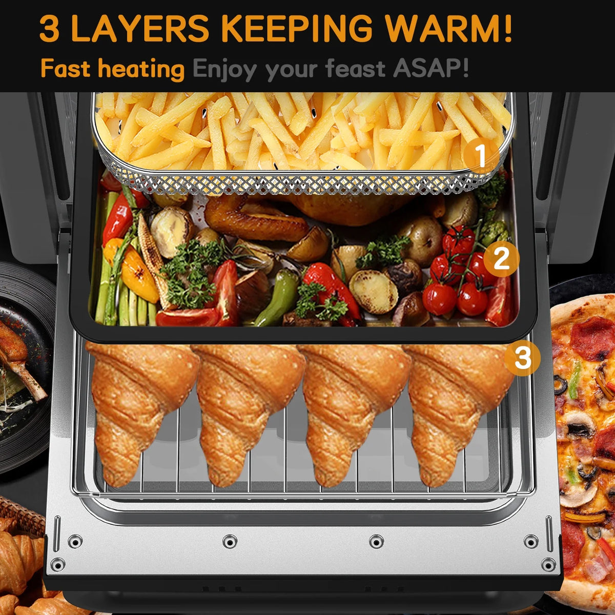 1300W 20Qt Air Fryer Toaster Oven Combo with Non Stick Basket N1444