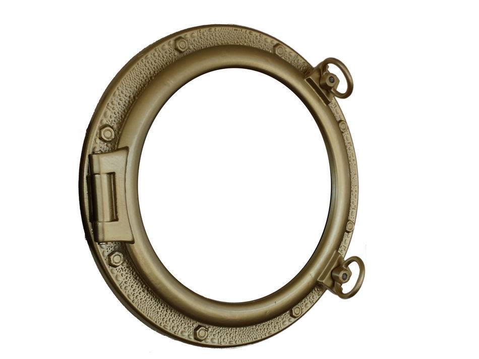 Gold Finish Decorative Ship Porthole Window 20x22 M581