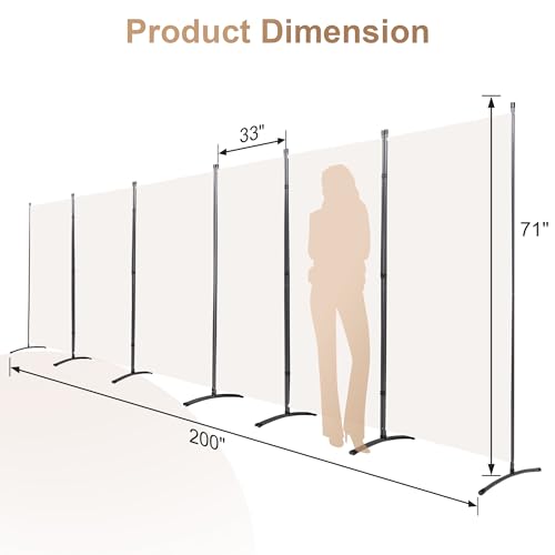 Black 6 Panel 6 ft Folding Room Divider F88435