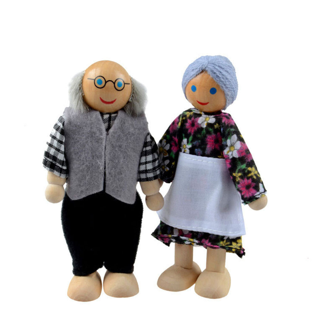 7 People Wooden Dolls House Family Miniature Toy S961