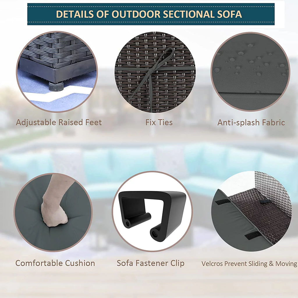 7 Piece All-Weather Wicker Outdoor Patio Furniture Set P767683