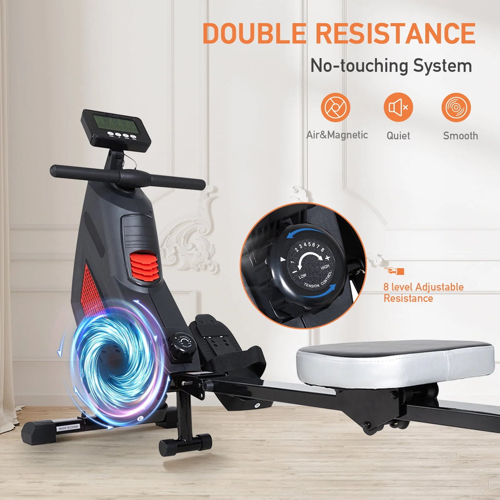 Folding Magnetic Air Rowing Machine 250lbs Max Weight G7150