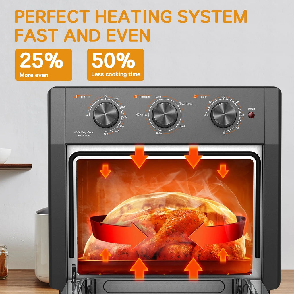 1300W 20Qt Air Fryer Toaster Oven Combo with Non Stick Basket N1444