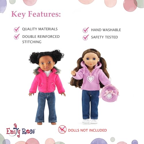 14.5-Inch 6-PC Fashion Doll Clothes & Accessory Set with Faux Fur Coat, Hoodie, Backpack and 2 Pairs of Jeans G658793