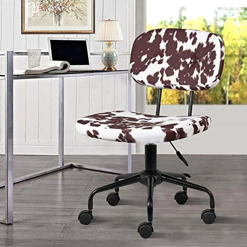 Plush Fabric Cow Print Swivel Office Chair J343