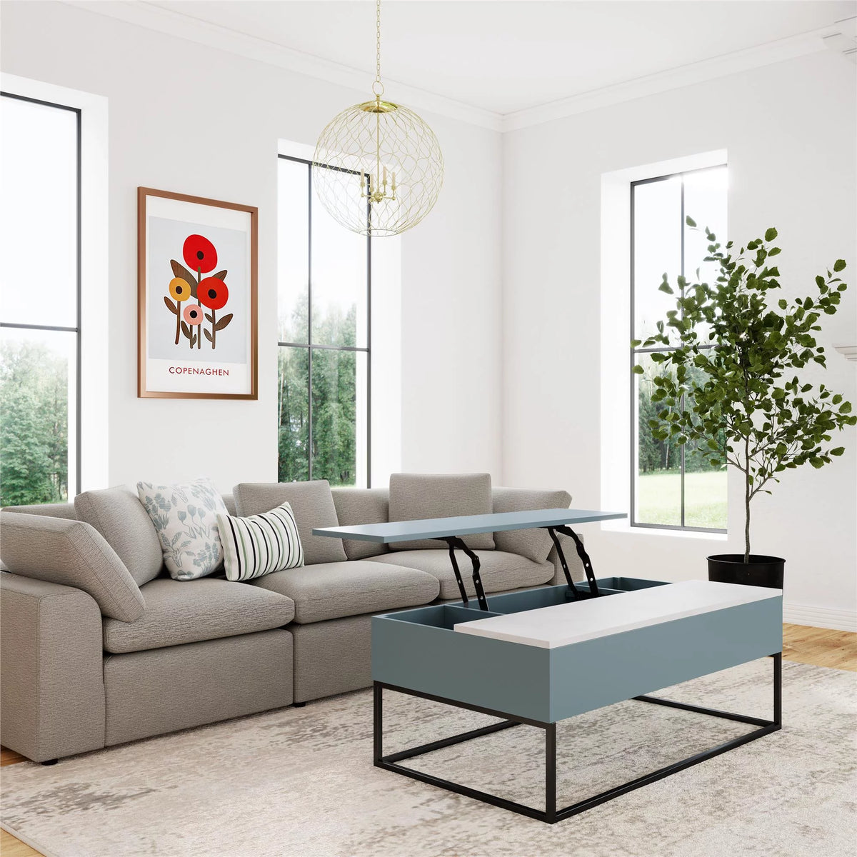 Powder Blue Lift-Top Coffee Table V401
