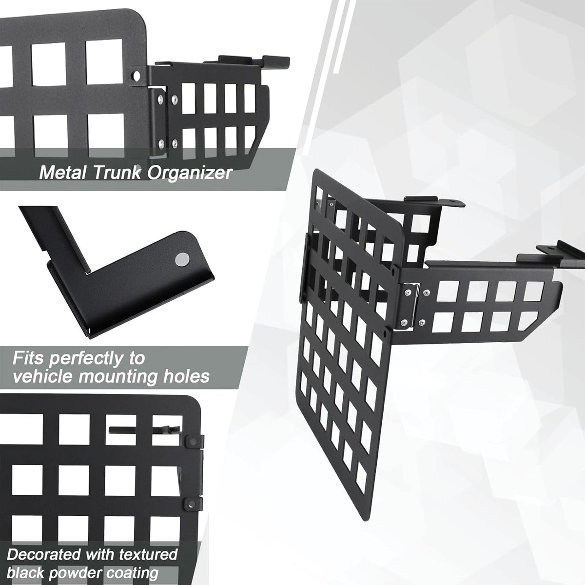 Rear Cargo Storage Rack Shelf Metal Trunk Organizer for Jeep Wrangler JK Unlimited 4-Door 2007-2018 Right Side U2099