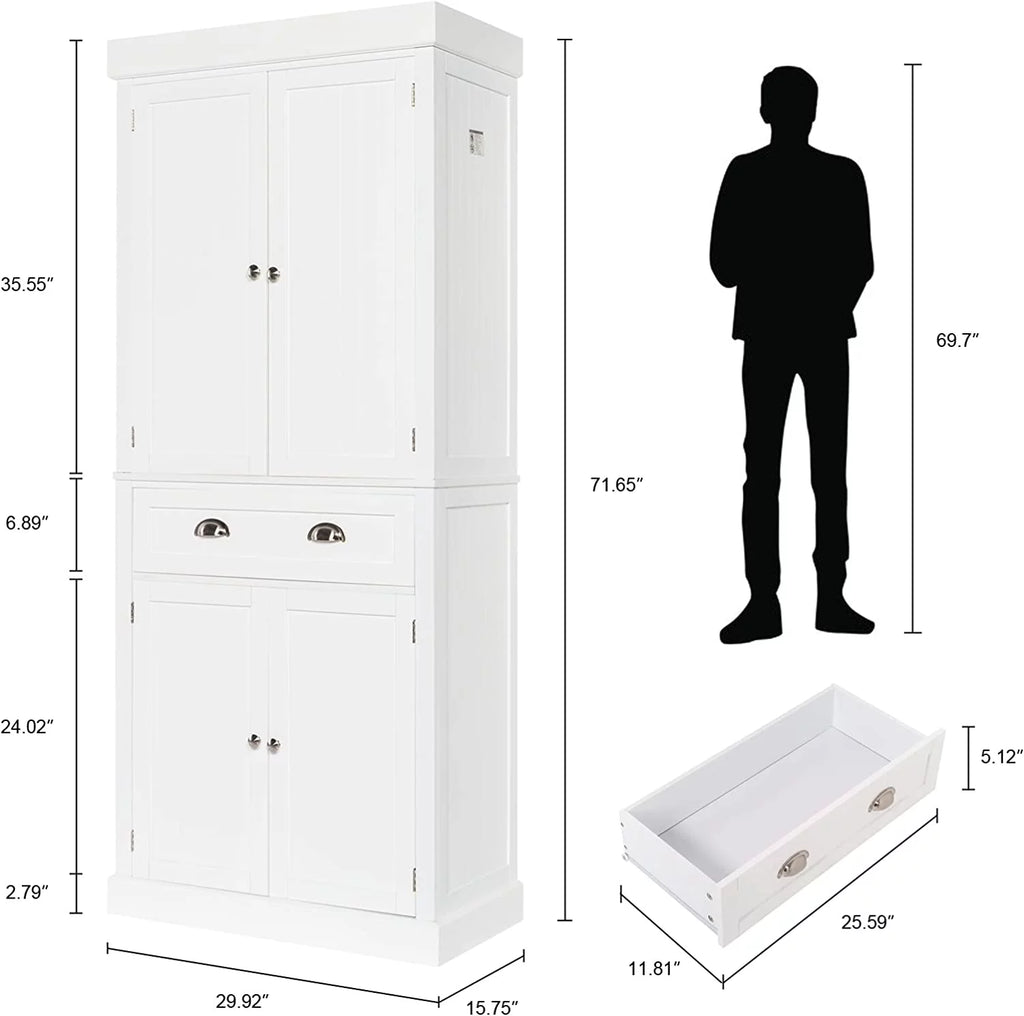 72-Inch Wood Kitchen Pantry Storage Cabinet with Drawer Z279