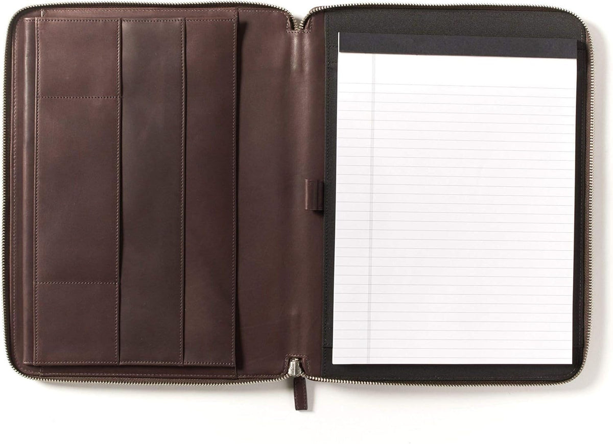 Cognac Zippered Portfolio with Interior Tablet Pocket G584