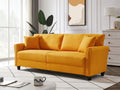 Blue Linen Loveseat Sofa with 2 Pillows V8646