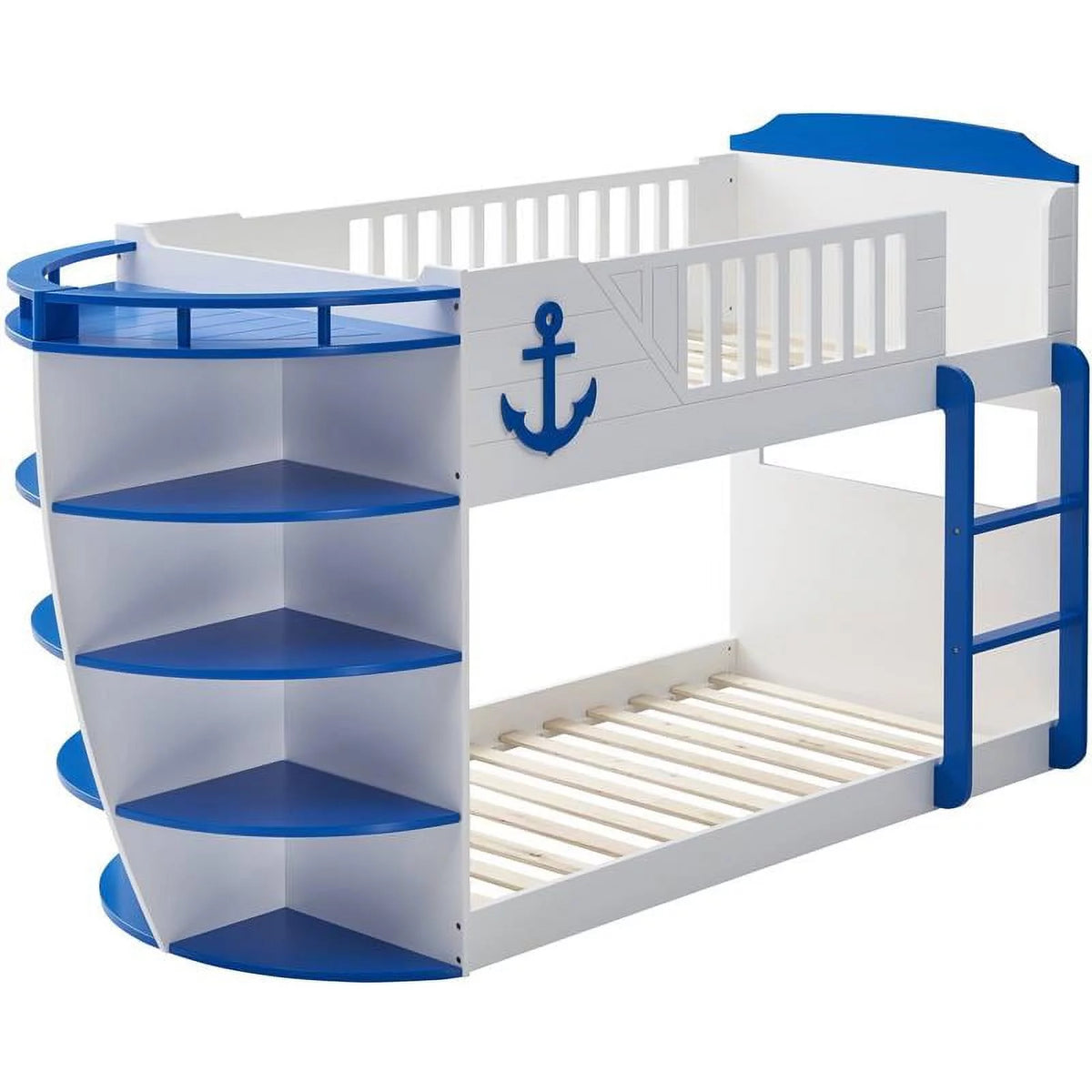 Twin Bunk Bed with Storage Shelves S73645