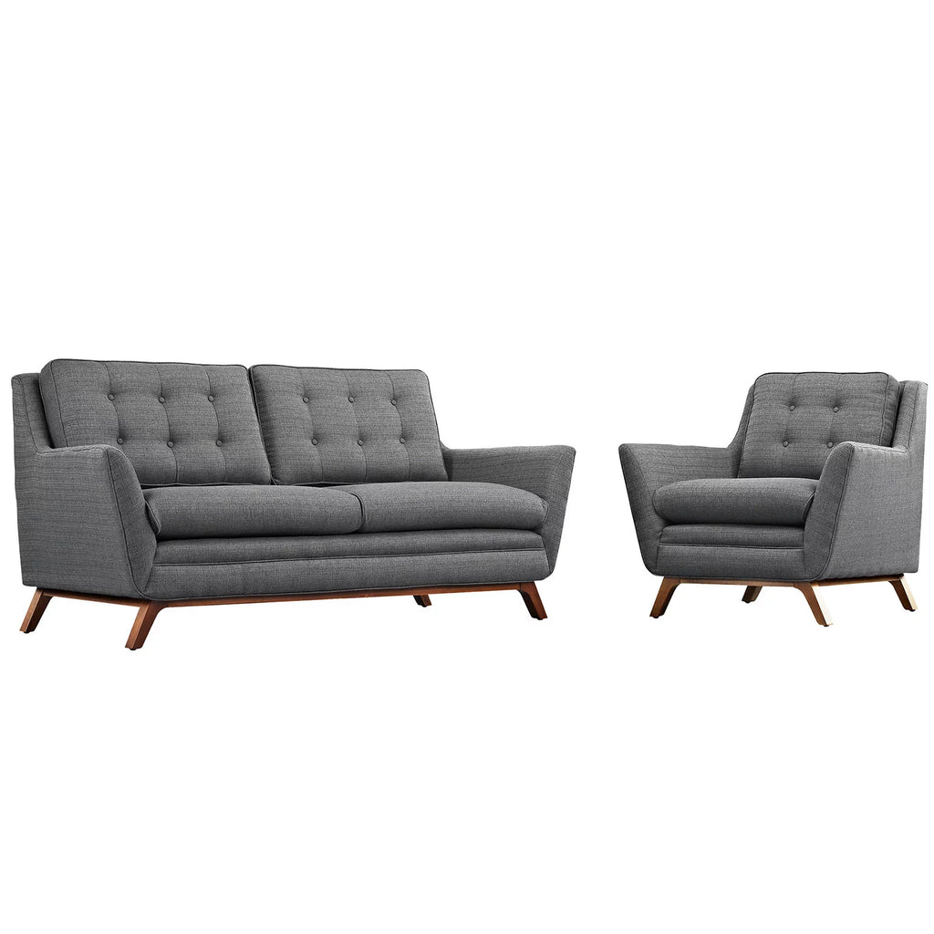 Grey Fabric Sofa Set of Two D501
