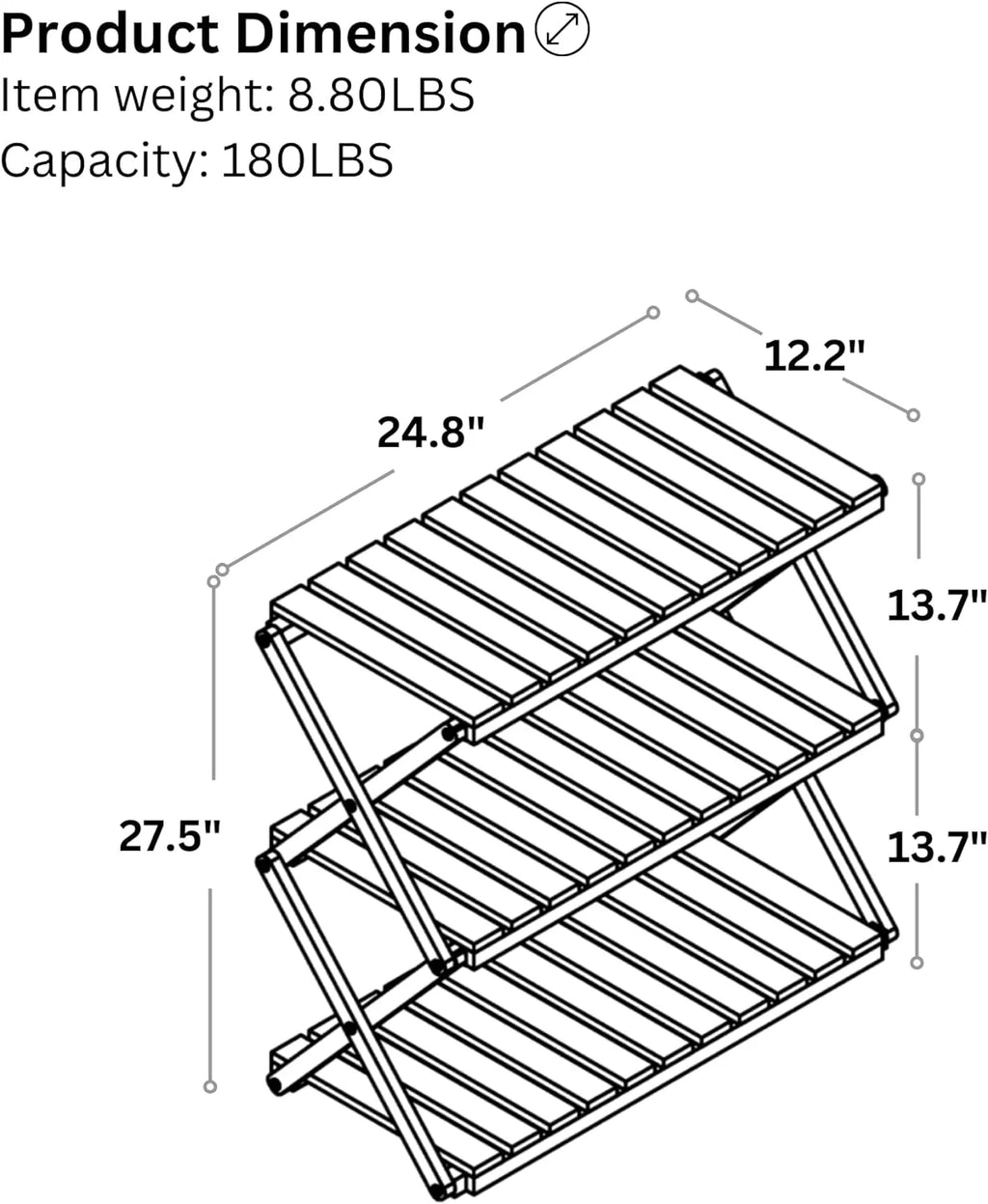 3 Tier Acacia Wood Folding Shelf D20746