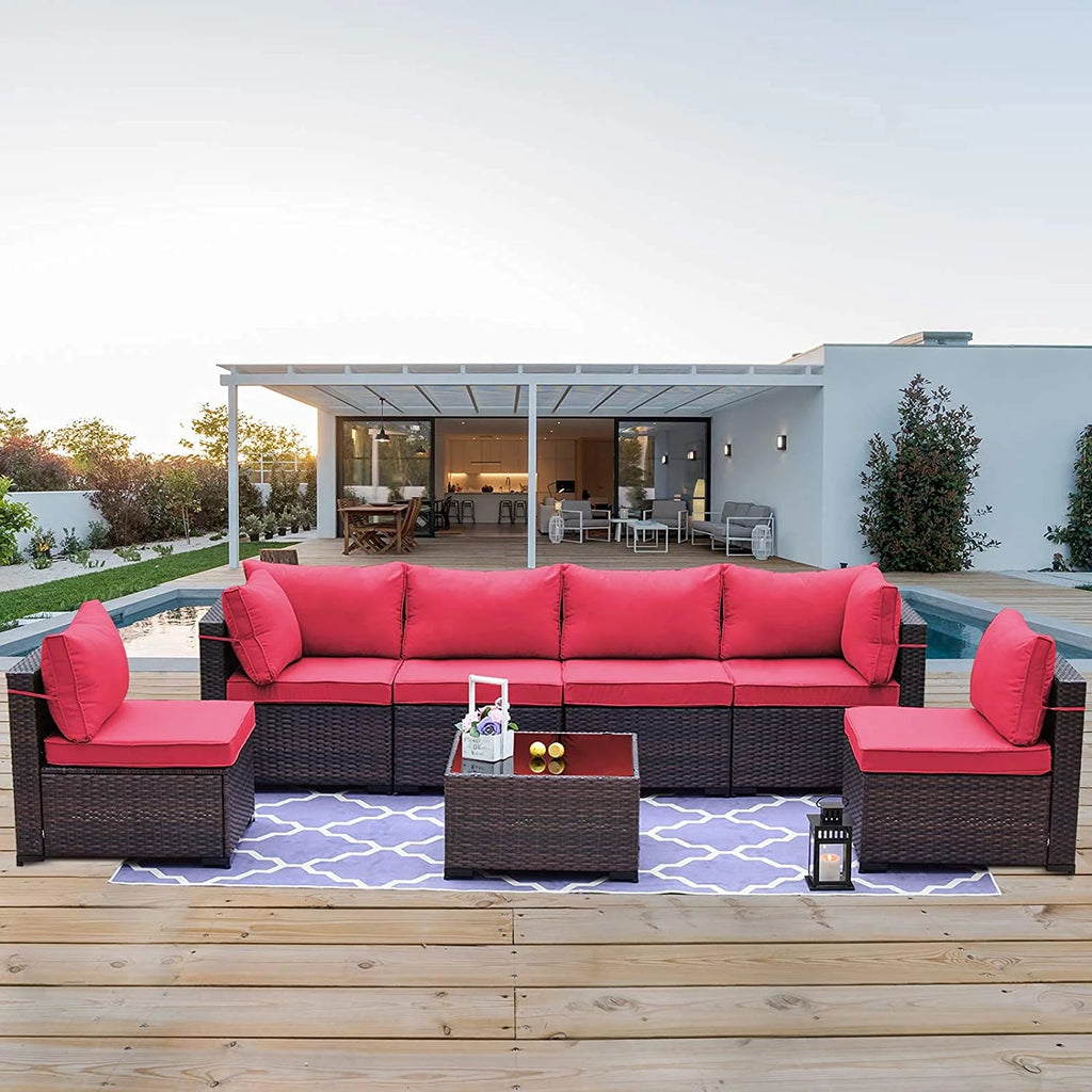 7 Piece All-Weather Wicker Outdoor Patio Furniture Set P767683