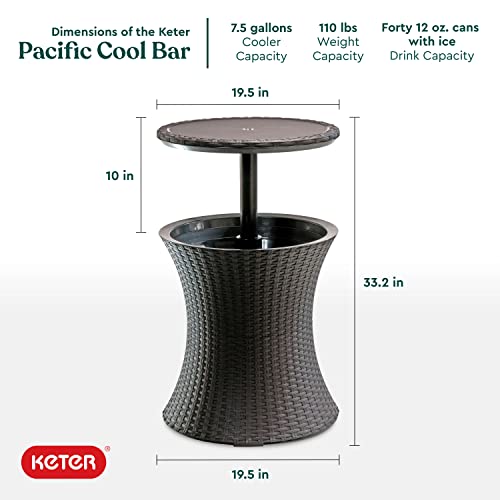 Dark Grey Outdoor Side Table with 7.5 Gallon Cooler R19230