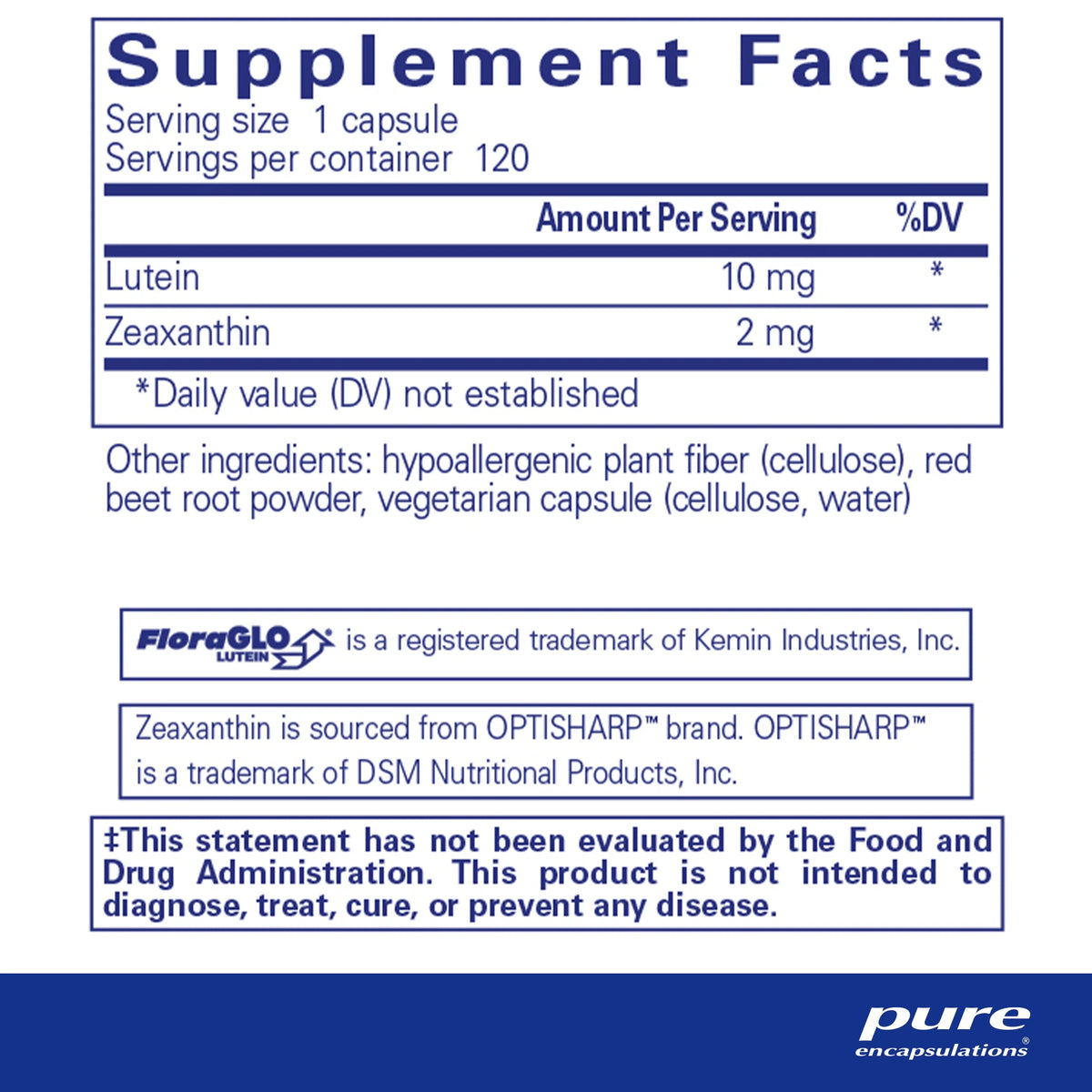 120 Capsules Lutein/Zeaxanthin Supplement M9431