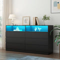 White 6 Drawer Double Dresser with Power Outlet and LED Light F244