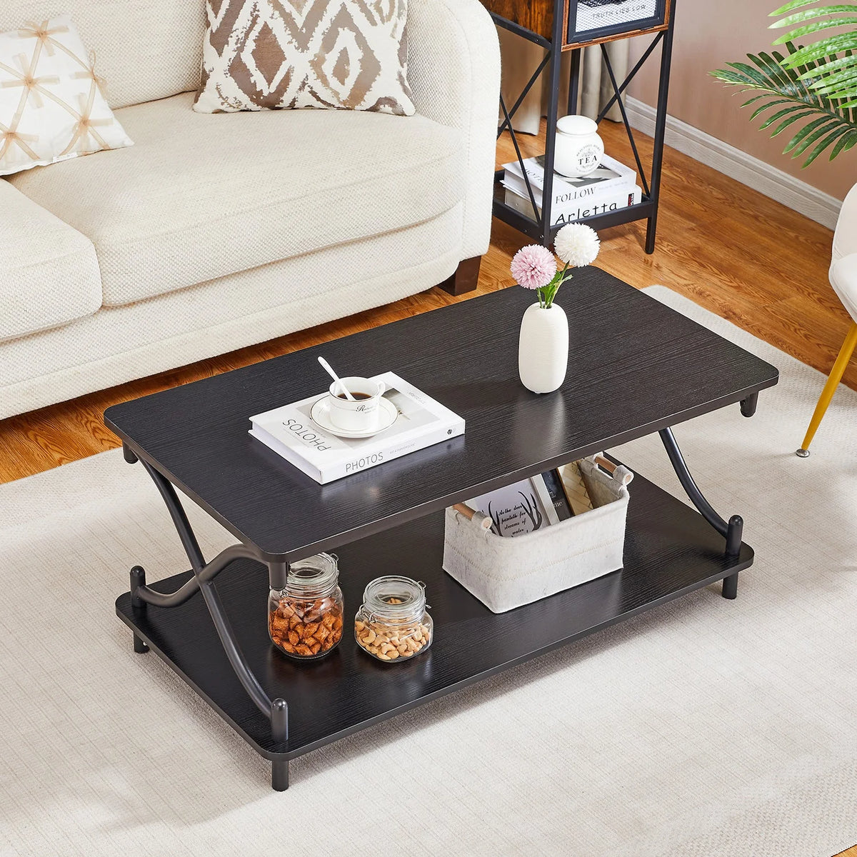3-piece Coffee Table Set with Shelf and 2 Grey End Tables Z3006