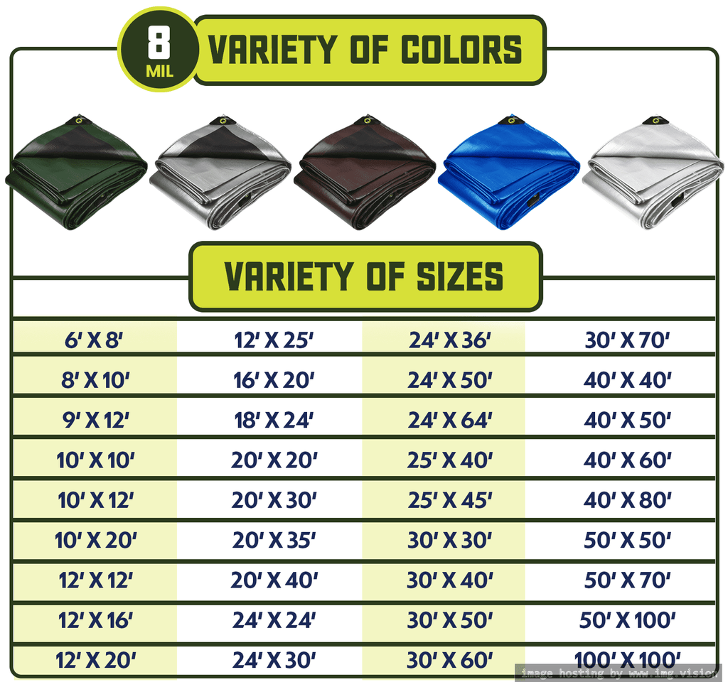 8 Mil Heavy Duty Waterproof Tarp 12′ X 25′Ft Z8800