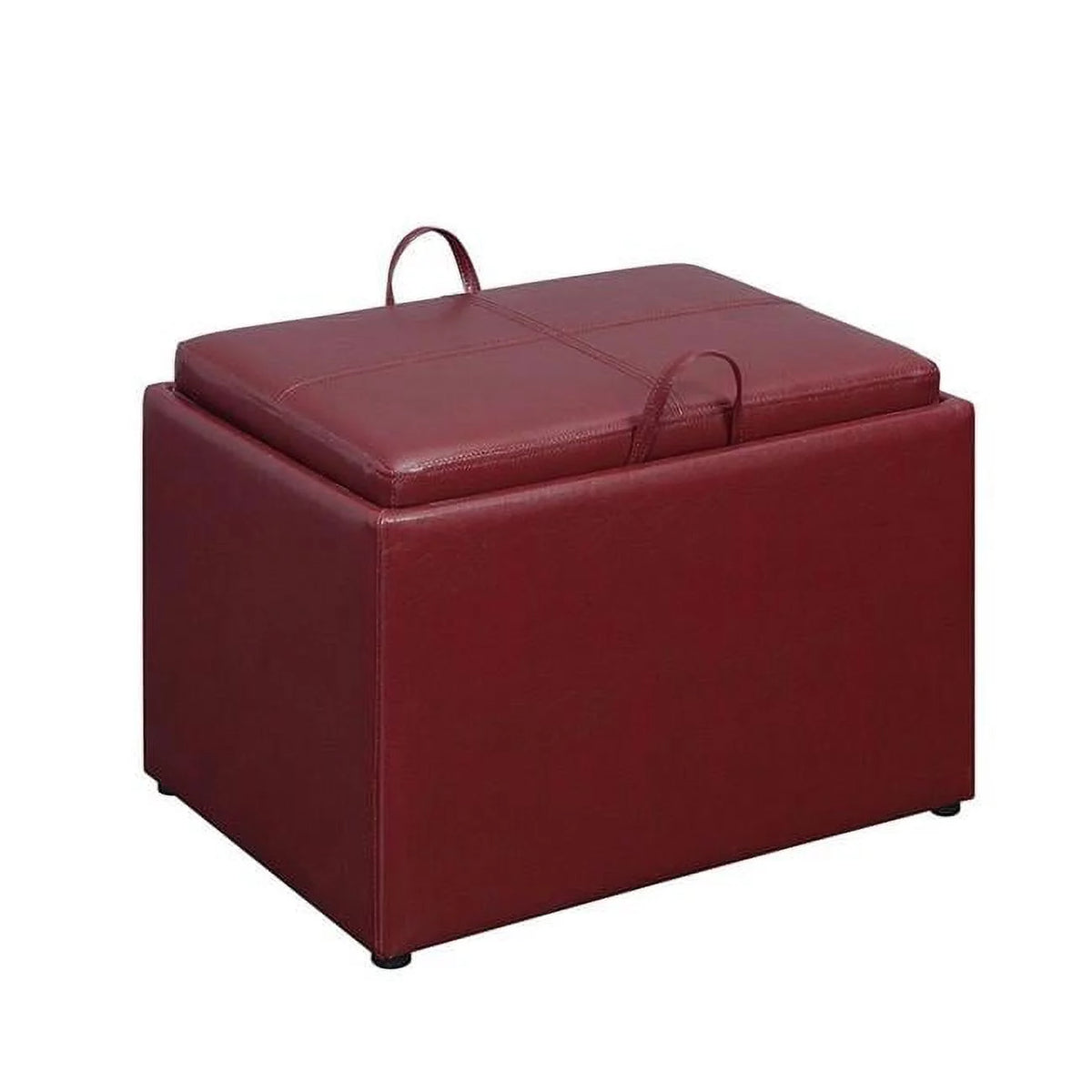 Burgundy Faux Leather Storage Ottoman A195