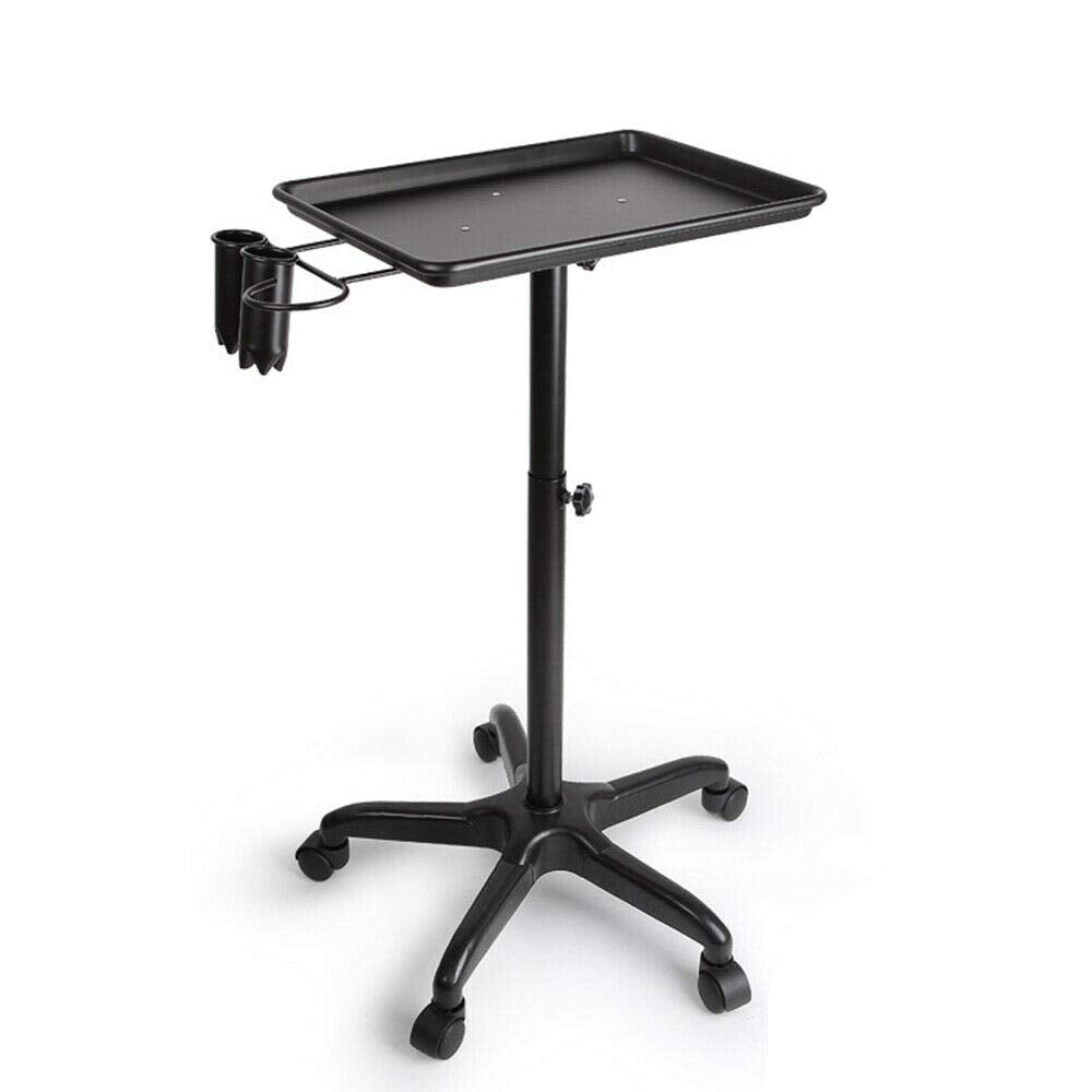 Adjustable Height Salon Rolling Trolley with Wheel (Black) C464