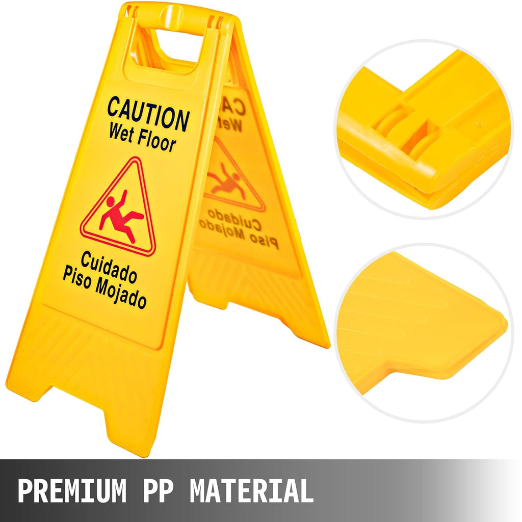12 Pack 25-Inch Yellow Double Sided Fold-Out Wet Floor Sign L987492