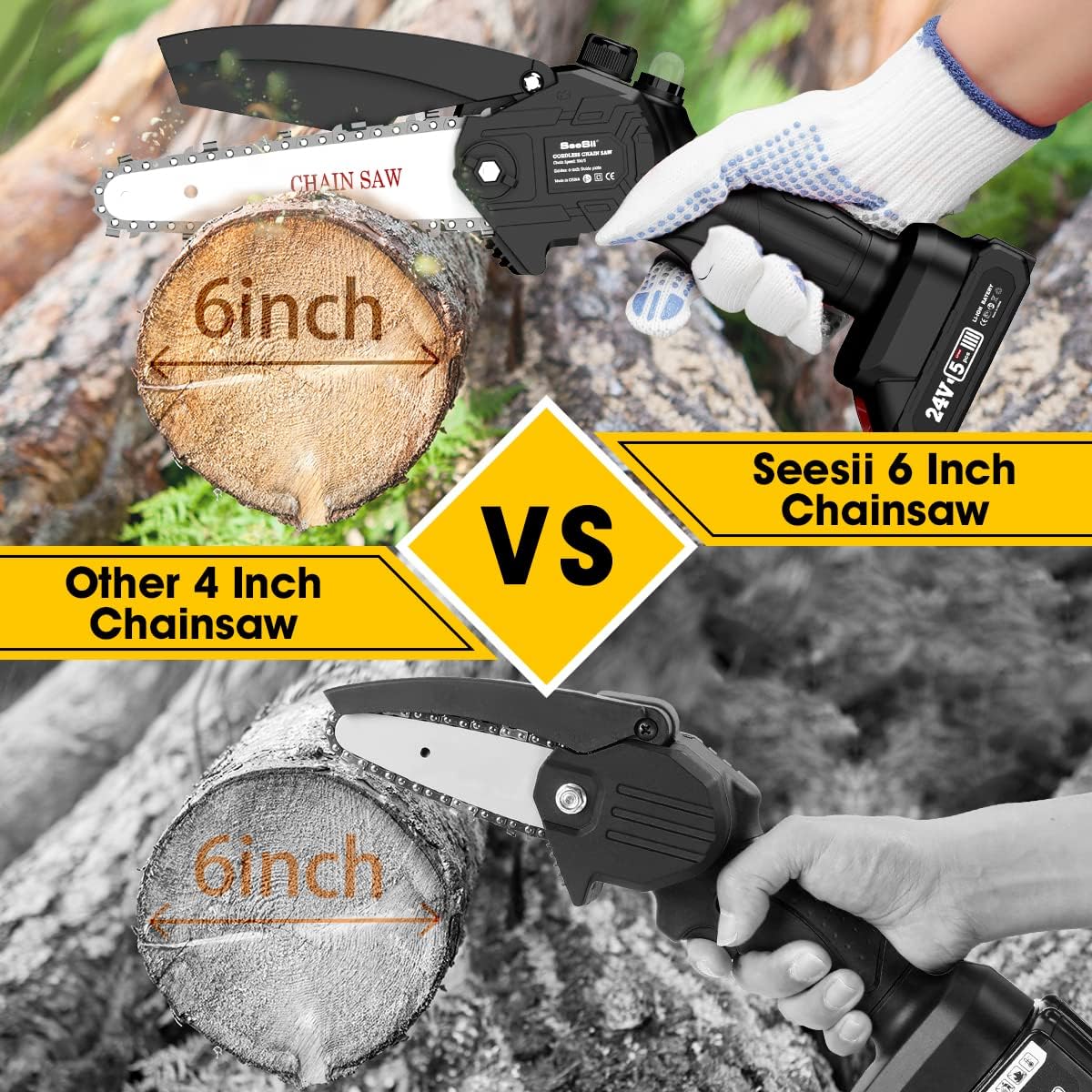 6-inch Cordless Chainsaw with 2x 2.0Ah Batteries F437753