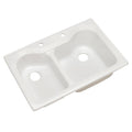 White 33 in. Double Bowl Kitchen Sink R874