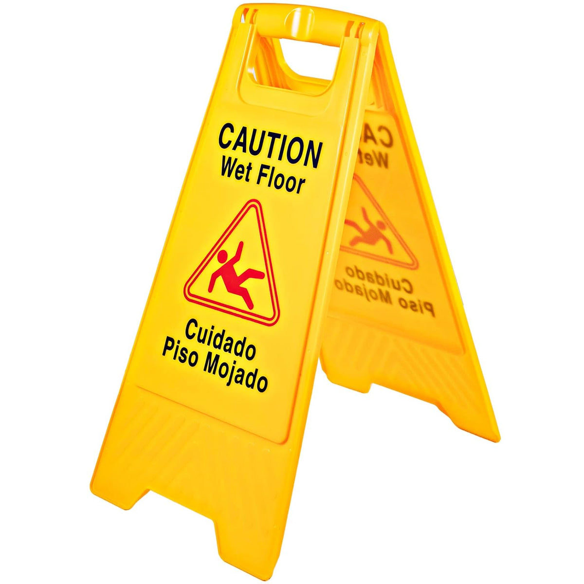12 Pack 25-Inch Yellow Double Sided Fold-Out Wet Floor Sign L987492