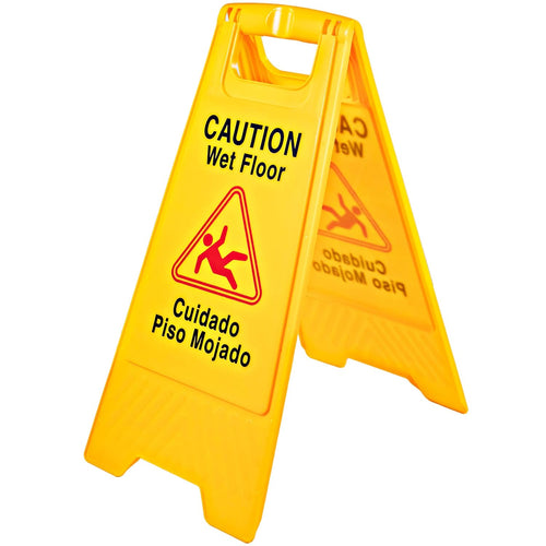 12 Pack 25-Inch Yellow Double Sided Fold-Out Wet Floor Sign W563262