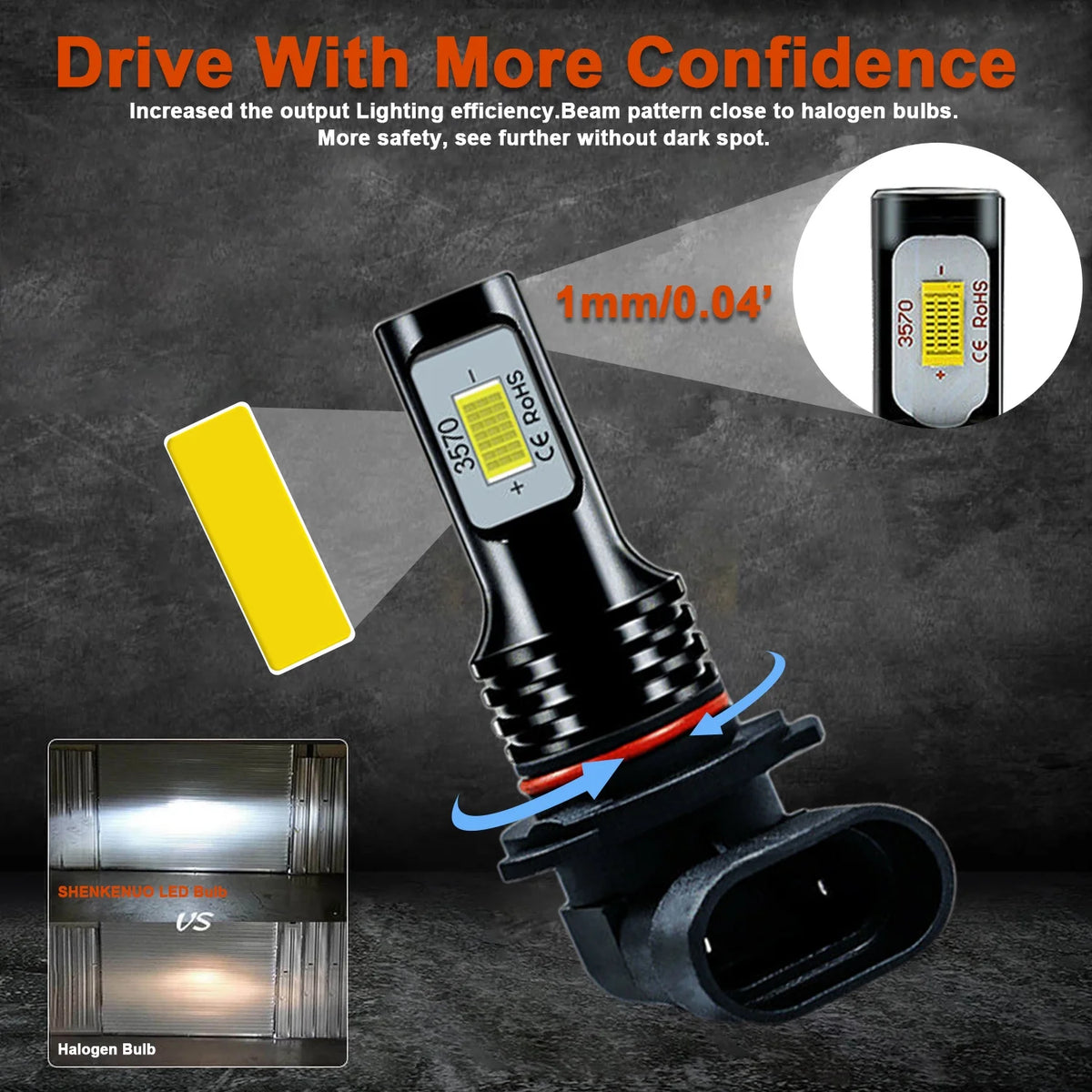 9005 H7 LED Headlight Bulbs H11 Fog Lights White 6000K Y35055