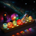 40mm Crystal Quartz 7 Chakra Healing Spheres Set with LED Wooden Stand I305