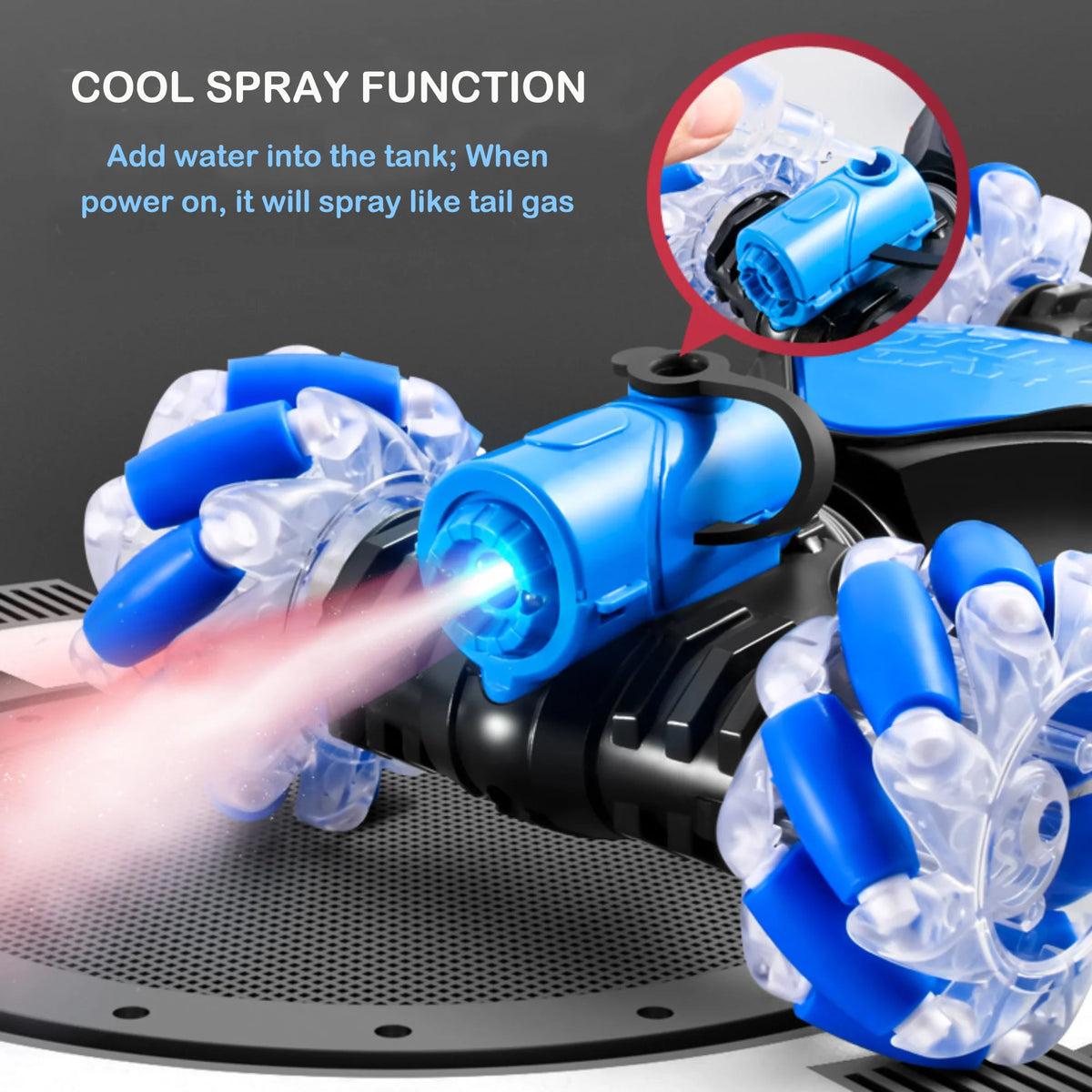 RC Stunt Car with Spray Light and Music, 4-Wheel-Drive Off Road Twisting Car Toy G588