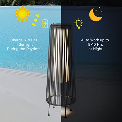Light Brown Wicker Solar Patio Lamp 2-Pack V453293
