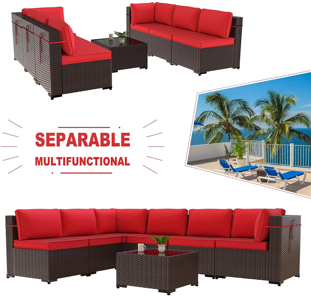 7 Piece All-Weather Wicker Outdoor Patio Furniture Set P767683